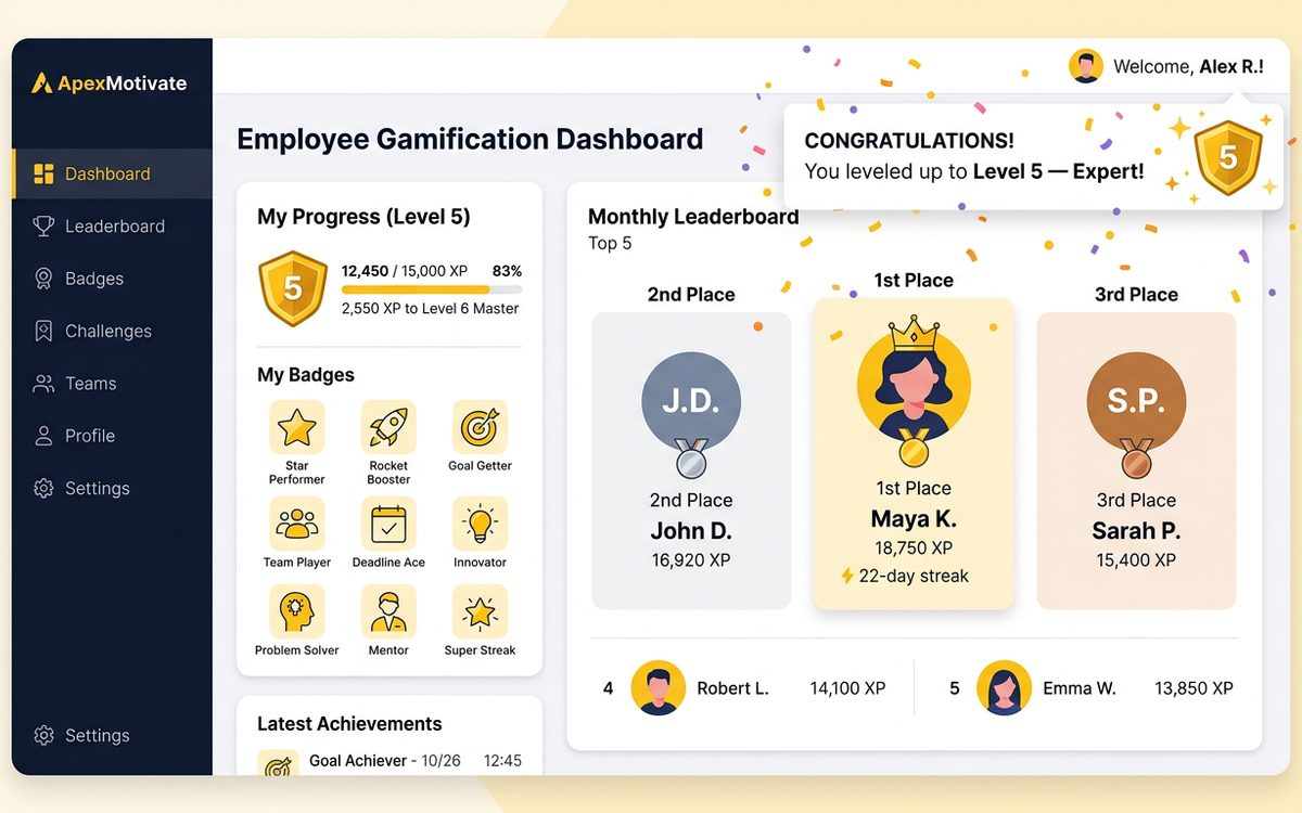 Геймификация — рейтинги, XP и достижения для команды